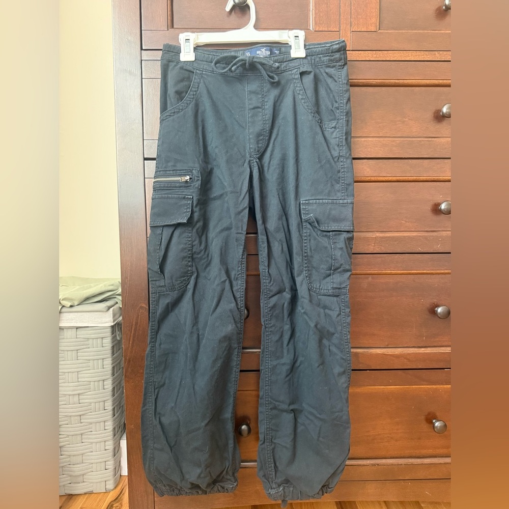 Hollister Parachute Cargo Pants Black XS Short Adjustable Rise Baggy